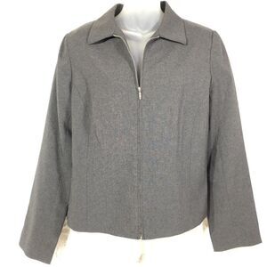 New York & company NWT NEW blazer jacket coat grey gray sz 10 zip front collar